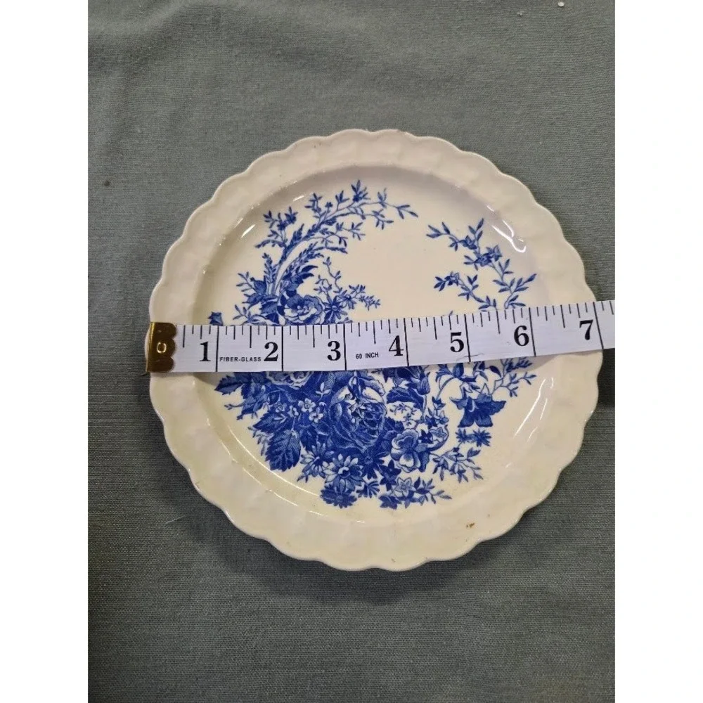 Taylor Smith Taylor Blue Floral Scalloped Bread Butter Plate 6.25 Inch Vintage
